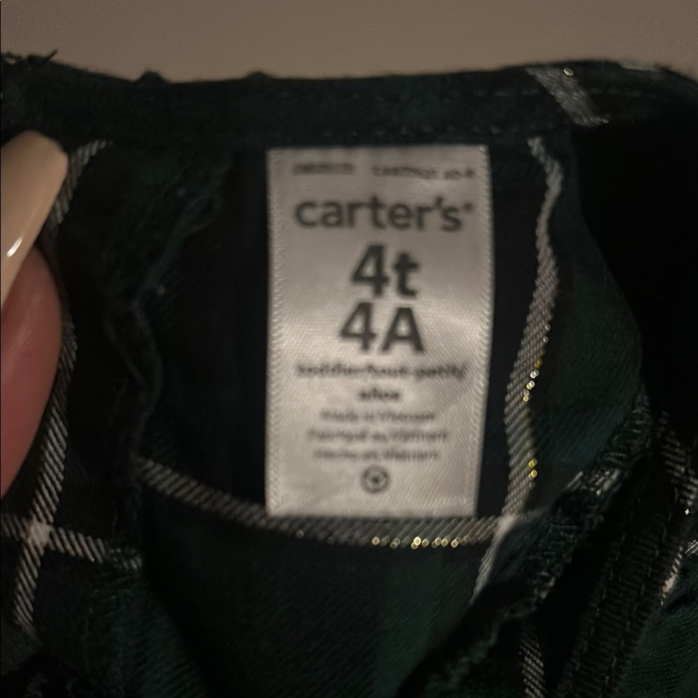 Carter's Green Checkered Ruffle Top - Picture 3 of 4